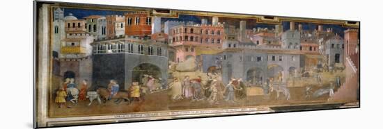 The effects of good government in cities-Ambrogio Lorenzetti-Mounted Giclee Print