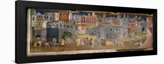 The effects of good government in cities-Ambrogio Lorenzetti-Framed Giclee Print