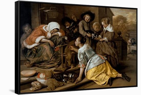 The Effects of Intemperance, circa 1663-65-Jan Havicksz. Steen-Framed Stretched Canvas