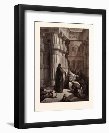 The Egyptians Urge Moses to Depart-Gustave Dore-Framed Giclee Print