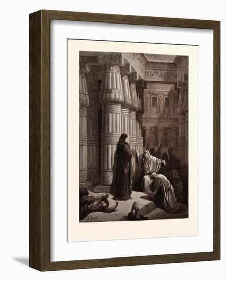 The Egyptians Urge Moses to Depart-Gustave Dore-Framed Giclee Print