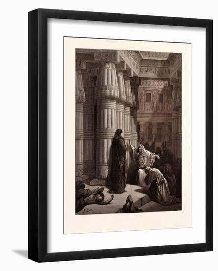 The Egyptians Urge Moses to Depart-Gustave Dore-Framed Giclee Print