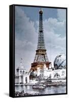 The Eiffel Tower and 'Globe Celeste' at the 1900 World Exposition-null-Framed Stretched Canvas