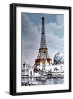 The Eiffel Tower and 'Globe Celeste' at the 1900 World Exposition-null-Framed Photo