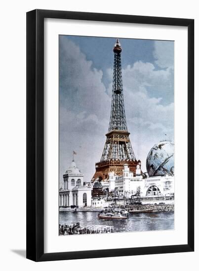 The Eiffel Tower and 'Globe Celeste' at the 1900 World Exposition-null-Framed Photo