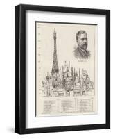 The Eiffel Tower at the Paris Exhibition as Compared with Some of the Highest Buildings in the Worl-null-Framed Premium Giclee Print