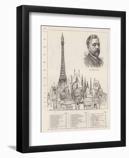 The Eiffel Tower at the Paris Exhibition as Compared with Some of the Highest Buildings in the Worl-null-Framed Premium Giclee Print