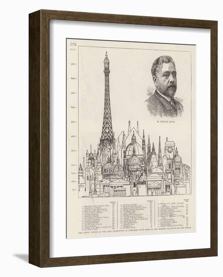 The Eiffel Tower at the Paris Exhibition as Compared with Some of the Highest Buildings in the Worl-null-Framed Giclee Print