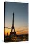 The Eiffel Tower in Paris in early morning, pale blue sky some white clouds-Per Karlsson-Stretched Canvas