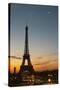 The Eiffel Tower in Paris in early morning, pale blue sky some white clouds-Per Karlsson-Stretched Canvas