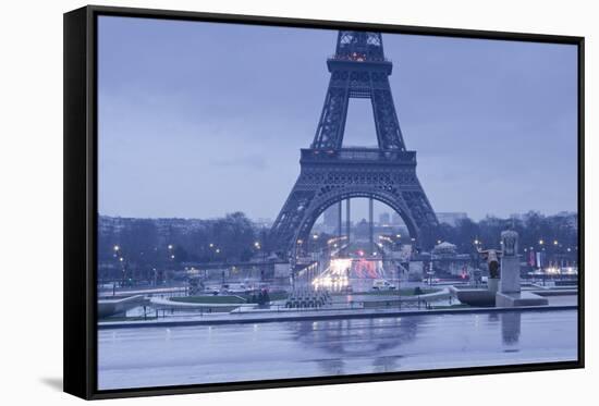 The Eiffel Tower under Rain Clouds, Paris, France, Europe-Julian Elliott-Framed Stretched Canvas