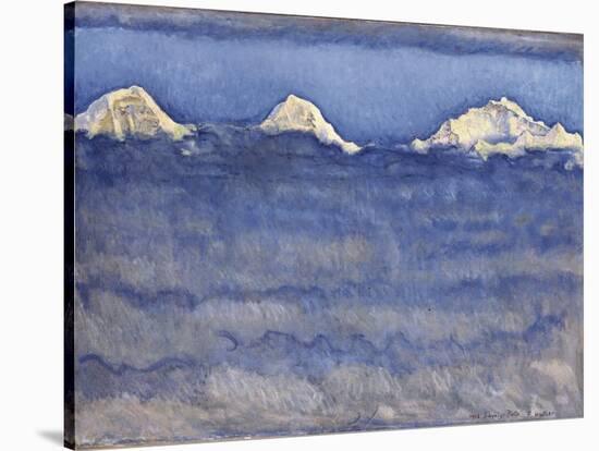 The Eiger, Monch and Jungfrau Peaks Above the Foggy Sea-Ferdinand Hodler-Stretched Canvas