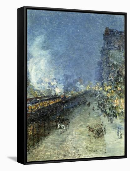 The El, New York-Childe Hassam-Framed Stretched Canvas