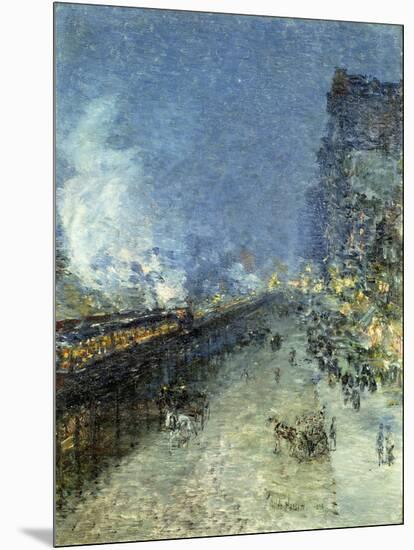 The El, New York-Childe Hassam-Mounted Giclee Print
