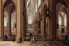 The Interior of a Gothic Cathedral with Townsfolk and Pigrims-Pieter Neeffs, the Elder-Laminated Giclee Print