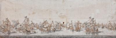 The English and Dutch Fleets Exchanging Salutes at Sea with the 'Prince' and the 'Gouden Leeuw'…-Willem van de, the Elder Velde-Framed Stretched Canvas