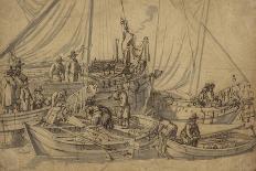 Figures on Board Small Merchant Vessels, c.1650-5-Willem van de, the Elder Velde-Mounted Giclee Print