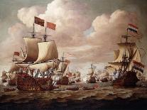 The English and Dutch Fleets Exchanging Salutes at Sea with the 'Prince' and the 'Gouden Leeuw'…-Willem van de, the Elder Velde-Stretched Canvas