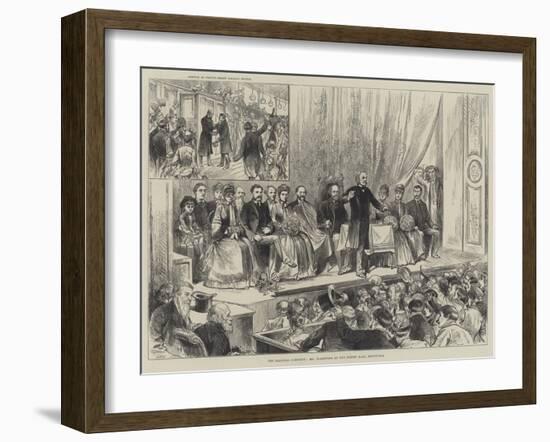 The Election Campaign, Mr Gladstone at the Albert Hall, Edinburgh-null-Framed Giclee Print