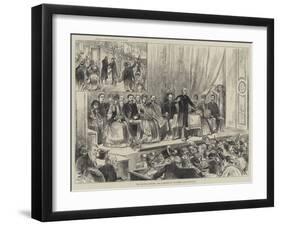 The Election Campaign, Mr Gladstone at the Albert Hall, Edinburgh-null-Framed Giclee Print