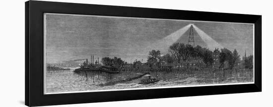 The Electric Light at Hell Gate, New York, 1885-null-Framed Giclee Print