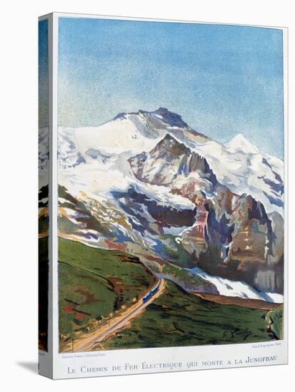 The Electric Railroad to Mount Jungfrau, Swiss Alps, 19th Century-Gustave Francois Lasellaz-Stretched Canvas