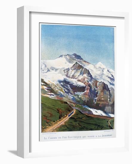 The Electric Railroad to Mount Jungfrau, Swiss Alps, 19th Century-Gustave Francois Lasellaz-Framed Giclee Print