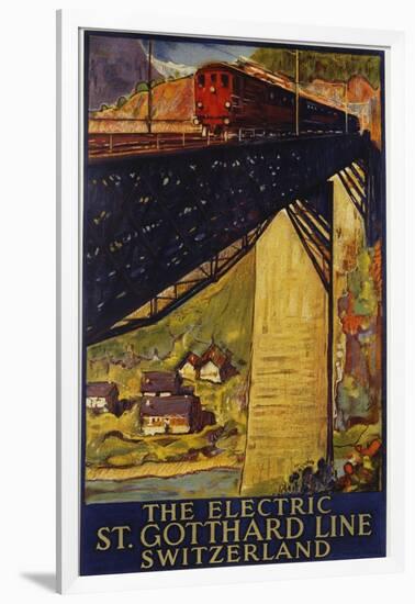 The Electric St. Gotthard Line, Switzerland Poster-Daniel Buzzi-Framed Giclee Print