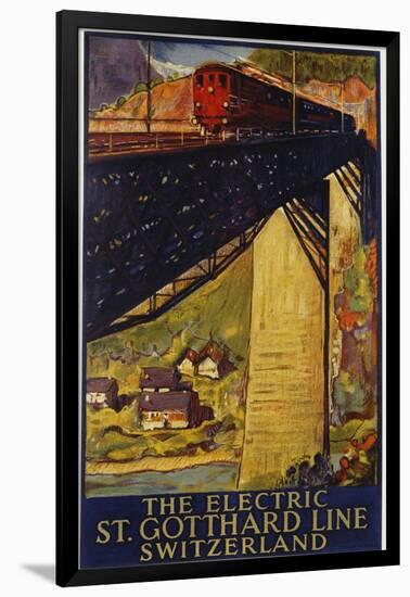 The Electric St. Gotthard Line, Switzerland Poster-Daniel Buzzi-Framed Giclee Print