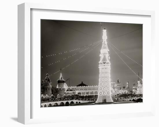 The Electric Tower at Night, Luna Park, Coney Island, N.Y.-null-Framed Photo