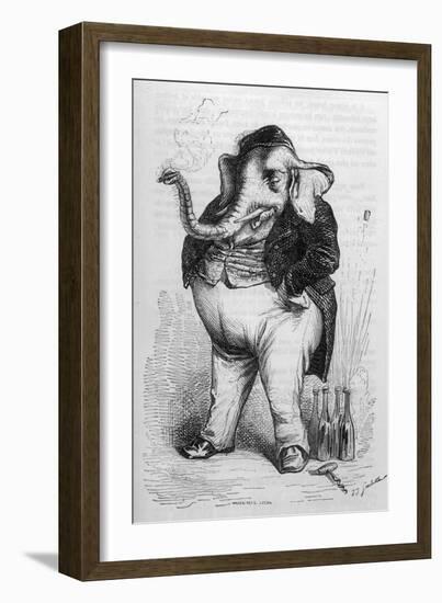 The Elephant as Bon Viveur-Grandville-Framed Art Print