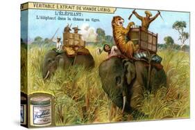 The Elephant on a Tiger Hunt, C1900-null-Stretched Canvas