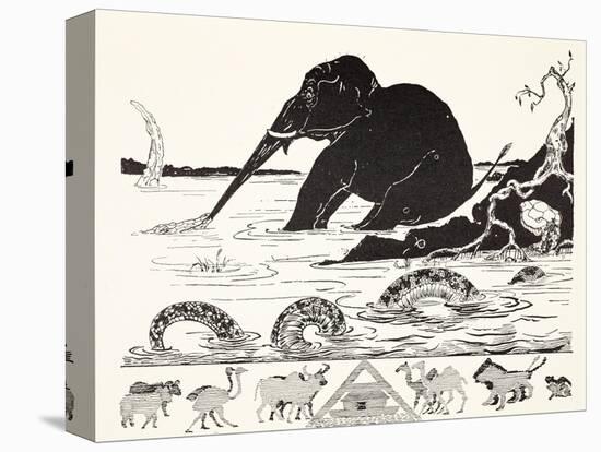 The Elephant's Child Having His Nose Pulled by the Crocodile-Rudyard Kipling-Stretched Canvas