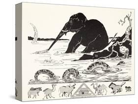 The Elephant's Child Having His Nose Pulled by the Crocodile-Rudyard Kipling-Stretched Canvas