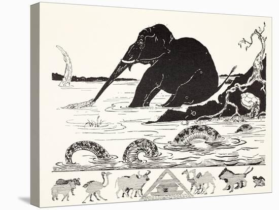 The Elephant's Child Having His Nose Pulled by the Crocodile-Rudyard Kipling-Stretched Canvas