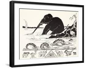 The Elephant's Child Having His Nose Pulled by the Crocodile-Rudyard Kipling-Framed Giclee Print