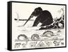The Elephant's Child Having His Nose Pulled by the Crocodile-Rudyard Kipling-Framed Stretched Canvas