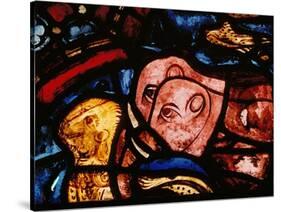 The Elephants Leave Noah's Ark, from the Noah Window, Stained Glass-null-Stretched Canvas