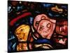 The Elephants Leave Noah's Ark, from the Noah Window, Stained Glass-null-Stretched Canvas
