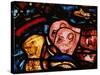 The Elephants Leave Noah's Ark, from the Noah Window, Stained Glass-null-Stretched Canvas