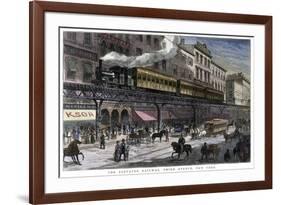 The Elevated Railway, Third Avenue, New York, 1879-null-Framed Giclee Print