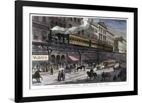 The Elevated Railway, Third Avenue, New York, 1879-null-Framed Giclee Print