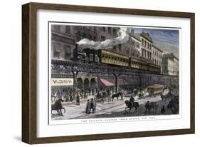 The Elevated Railway, Third Avenue, New York, 1879-null-Framed Giclee Print