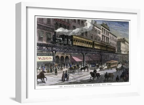 The Elevated Railway, Third Avenue, New York, 1879-null-Framed Giclee Print