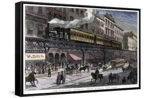 The Elevated Railway, Third Avenue, New York, 1879-null-Framed Stretched Canvas