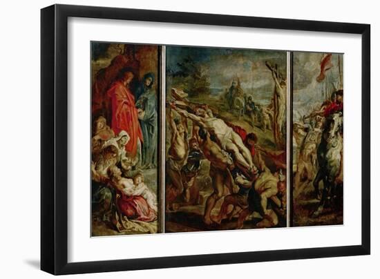 The Elevation of the Cross, Sketch for the Triptych Painted in 1609-1610 for the Church-Peter Paul Rubens-Framed Giclee Print