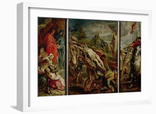 The Elevation of the Cross, Sketch for the Triptych Painted in 1609-1610 for the Church-Peter Paul Rubens-Framed Giclee Print