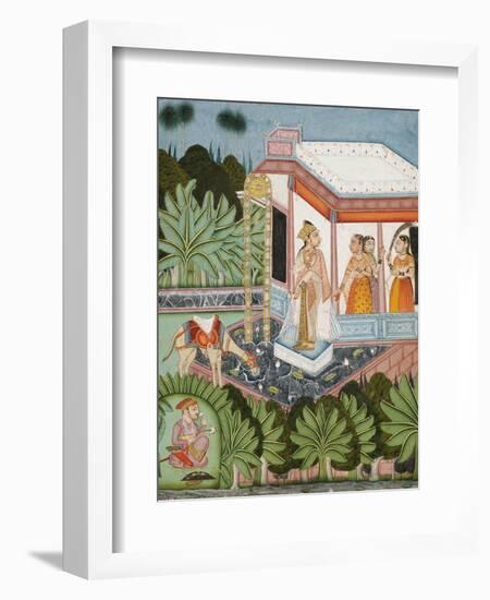 The Elopement of Dhola and Maru, Bundi circa 1750-null-Framed Giclee Print