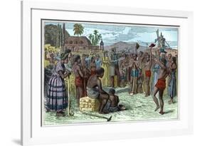The emancipation of slaves on a West Indian plantation, early 19th century c1895-French School-Framed Giclee Print