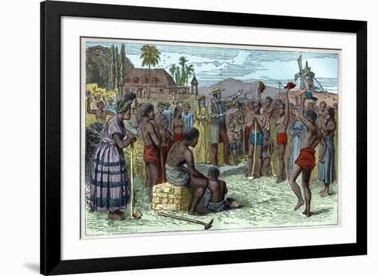 The emancipation of slaves on a West Indian plantation, early 19th century c1895-French School-Framed Giclee Print